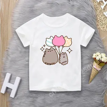 Smieklīgi Tauku Kaķis Karikatūra T Krekls Meitenēm, Jaunas Vasaras Modes Gudrs Bērniem Topi Bērnu Zēnu Drēbes Smieklīgi Bērniem Īsām Piedurknēm T-krekls