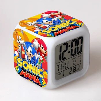 Sonic Ezis 3 Collu Mini 7 Krāsas, Led Digitālo Zēni Anime Modinātājs Kids Guļamistaba Dekors w Datums Laiks Temperatūra Bērni Dāvanas