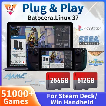 Spēle TF Kartes Tvaika Klāja/Windows Rokas Jaunāko Batocera 37 Sistēma Plug & Play 51400+ Retro Spēles par PS3/PS2/PS1/PSP/MAME