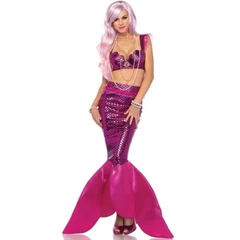 Stili Sequin Nāru Astes Svārki Sievieti Sirēna Cosplay Halloween Kostīmi Sexy Lomu Spēlē Grupa Ragana Ietin Krūtīs Kleita