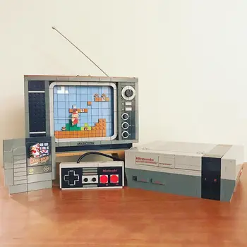Super Mario NES Nintendo Entertainment System Modelis, Celtniecības Bloki, Ķieģeļi Saderīgu 71374 TV Spēļu Konsole Bērniem, Rotaļlietas, Dāvanas,