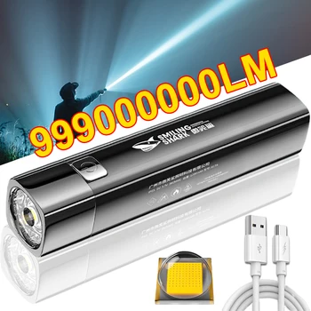 Super Spilgti LED Lukturīti Power Bank USB Lādējamu 18650 Akumulatoru Lāpu, Kempings Gaismas lielos attālumos Mini Portatīvo Lukturi