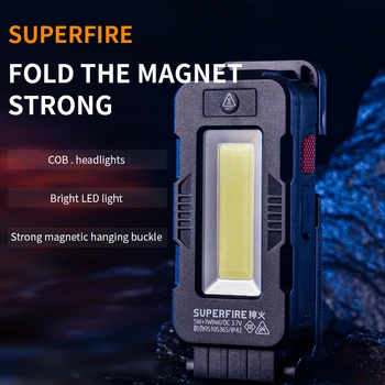 SUPERFIRE G26;-Augsta enerģijas Tips-C portatīvo uzlādējams led Lukturītis Zvejas COB Laternu tūrisma Magnētu gaismas Lāpu Dizainu
