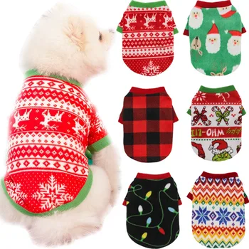 Suņu Ziemassvētku Drēbes, Ziemas Siltu Vilnas Mājdzīvnieku Apģērbu Maziem Suņiem Kucēnu, Kaķu Santa Claus Džemperis Bichon Tedija Ziemassvētku Kostīms