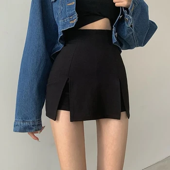 Svārki Sievietēm Black Modes Bodycon Ins Visu maču Streetwear Vasaras Sieviešu Asimetriska Mini Sexy korejas Šiks Kpop