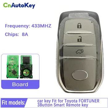 Sākotnējā Smart Auto Atslēgu FCC ID B3U2K2A 0010 BM1EK 0182 Toyota FORTUNER Tālvadības pultis 3 Pogu 433.92 MHZ CN007281