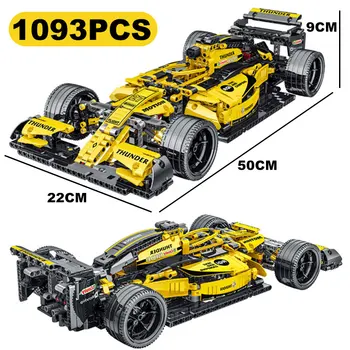 Tehniskā Dzeltena F1 Formula 1 Superauto Sacīkšu Auto Modeli, Celtniecības Bloki Pilsētas Ātruma Čempionu Transportlīdzekļa Komplekts Ķieģeļi Rotaļlietu, Mazulis, Zēns Dāvanas