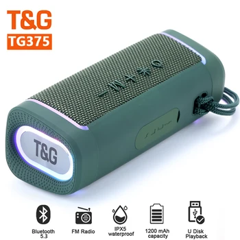 TG375 20W Jaudu, caixa de som Bluetooth Skaļruni Bezvadu Dual Skaļrunis TFcard Āra Subwoofer RGB Krāsains Gaismas ar FM Radio