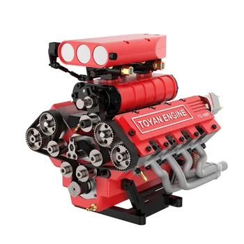 Toyan V8 FS-V800GCS Benzīns Motora Modelis Komplekti ar Kompresoru DIY Montāža Modeli, Motora Komplekts RC Auto
