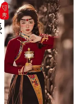 Tradicionālo Tibetas Kleita Wrap Svārki Vintage Tradicionālā Ķīniešu Kostīms Sievietēm Tūrisma Fotogrāfija Apģērbi