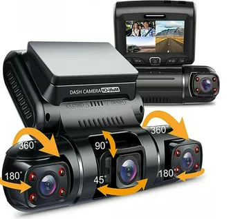 Triple Objektīvs Ieraksti Nakts Redzamības DVR 360 HD Platleņķa Kameras LCD TF Auto Dash cam