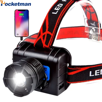 Ultra Spēcīgs Lukturis Kustības Sensors priekšējo Lukturu Power Bank USB Lādējams Galvas Lukturis Ūdensizturīgs Vadītājs Lāpu, Kempinga Lampas