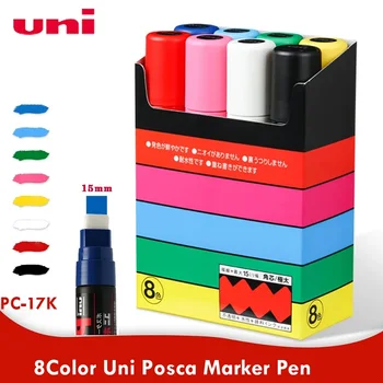 UNI Marķieri POSCA PC-17K 8 Krāsu Komplekts POP Plakātu Ūdens Reklāma/Grafiti Marķieri 15mm Nid Spilgti un Krāsains Rakstzīmes
