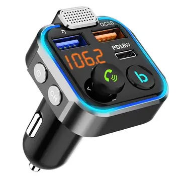 USB Automašīnas Lādētājs Bluetooth saderīgu 5.0 FM Raidītājs Bezvadu Brīvroku sistēmas Audio Uztvērējs, MP3 Atskaņotājs Krāsains Audio Uztvērēju QC3