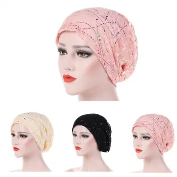 Vasaras Chemo Klp Elpojošs Plānas Mežģīnes Arābu Wrap Galvu Hijab Caps Mīksto Pārsegu Turban Cepures