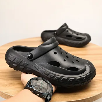 Vīrieši caurumu kurpes sieviešu 2023 jauns pāris sandales valkā biezas soled gadījuma un ērts pludmales čības zapatos mujer de