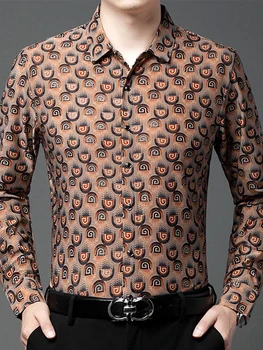 Vīriešu Modes un Moderns, ar garām Piedurknēm Drukāts Cēloņu Krekls