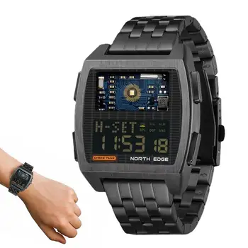 Vīriešu Rokas pulksteni Multi-lietot Melnās Rokas pulksteņi Vīriešu Vīriešu Modes Skatīties Retro Rūpniecības Stils 50M Ūdensizturīgs Melna Skatīties