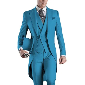 Vīriešu Uzvalks Ar Biksēm Klasisks Dizains 3-Gabals Iecirtums Atloks Tuxedos divrindu Veste Groomsmen Kāzām(Žakete+Veste+Bikses)