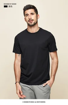 W3305 -Ērti kravu kokvilnas ar īsām piedurknēm t-krekls vīriešu slim fit tīrtoņa krāsu apaļu kakla elastīgu zemāko krekls
