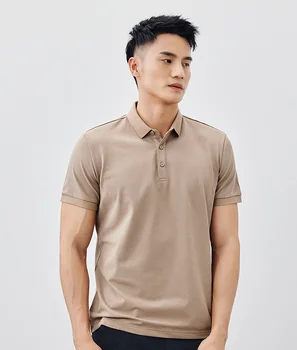 W4173 - Vīriešu ikdienas īsām piedurknēm polo krekls vīriešu vasaras jauno vienkrāsainu pusi piedurknēm Atloks T-krekls.