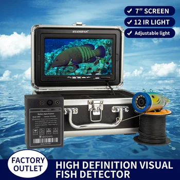 WF01PLUS 1080P 7inch Zemūdens Zvejas Kamera 12 White LED Ledus Fish Finder Ledus Zvejas Videokamera ar 15m Kabelis DVR pēc Izvēles