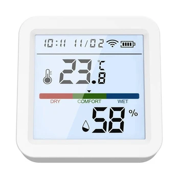 Wifi Mitruma Sensoru, Temperatūras Sensoru Ekrāna Pretgaismu App Kontroles Temperatūras Trauksmes Sensoru Ar Pulksteņa Funkciju, Home