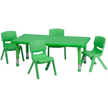 Zaļā Plastmasas Augstuma Regulēšana Darbības Tabulu ar 4 Krēsli