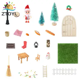 Ziemassvētku Mini -Namiņš Elf Sniegavīrs Spēlēt Māju, Ziemassvētku Dekoru, Dāvanu Kastes, Miniatūra Pasaku Ainas Modelis