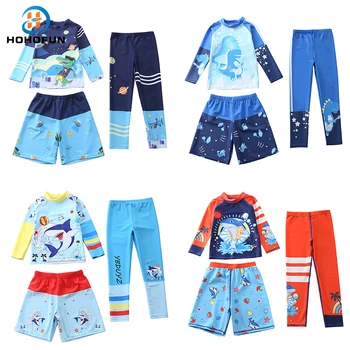 Zēna Peldkostīmu garām Piedurknēm peldkostīms Bērniem, Anti-UV Vasaras Haizivs Bērnu Peldkostīmi Pludmales Apģērbs, Peldēšanas Tērpi Zēniem