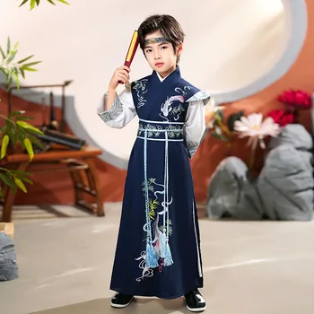 Zēns Retro Karpas Izšuvumi Hanfu Posmā Kleita 2023 Ķīniešu Stilā Tradicionālās Darbības Kostīms