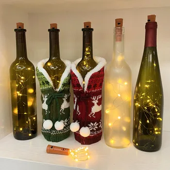 Āra 10pcs LED Vīna Pudeles Korķa Gaismas Vainags Ziemassvētku Vara Stieples String Gaismas Svētki Kāzu Dekori Bāra Pasaku Lampas