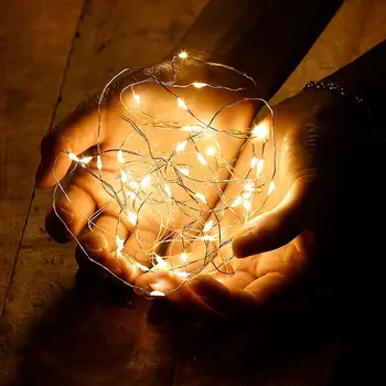 Āra Iekštelpu Kāzu Dekori Svētku Bateriju Darbināmas Pasaku Gaismas Vainags Ziemassvētku Eglīte Dekori 5GAB Vara Stieples LED String Light
