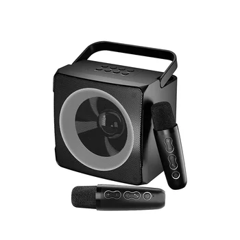 Ģimenes KTV Audio noteikt Dual Bezvadu Mikrofonu Viens Āra Portatīvo Karaoke Bluetooth Speaker,Black