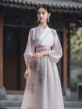 Ķīniešu Tradicionālā Kleita Hanfu Sieviešu Apģērbu Uzlabota Versija Rozā Zirgu Sejas Svārki Kroku Svārki Dienas noteikts Vasaras