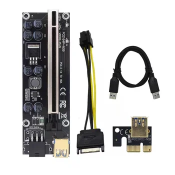 009S Plus PCI-E Stāvvadu Kartes 009S Plus PCI Express PCIE 1X, Lai 16X Extender 0,6 M USB 3.0 Kabelis SATA, Uz 6Pin Barošanas Video Karte