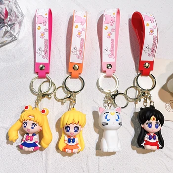Anime Sailor Moon Keychain Tsukino Usagi Luna Kaķis Sailormoon Lelle Atslēgu piekariņi Faniem Soma Rotājumu Keyring Auto Kulons Dāvanas