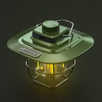 LED Dekoratīvās Karājas Gaismas Ūdensizturīgs Retro Kempings Apgaismojums Tips-c Uzlāde ar Āķi Akumulatora Indikators Āra Ceļojumu