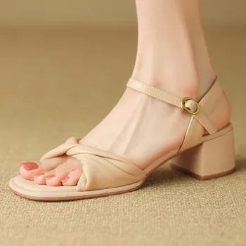Sieviešu vasaras sandales plus lieluma 34-42 mīkstu aitādas 5cm bieza med papēža atvērtu purngalu vasaras šaurā joslā sandalias ikdienas ikdienas kurpes