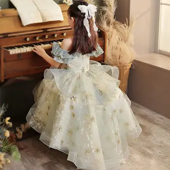 Jaunu Sequ Jauniešu Meiteņu Kleita Princese Kleita Kāzu Puķu Bērniem Klavierspēlē Vestidos Izlaidums Puse Gara Kleita K115